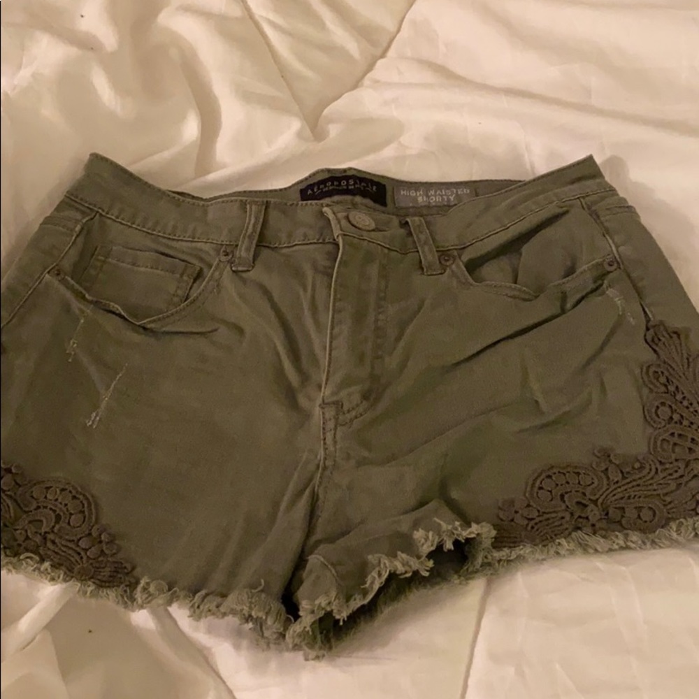 Army green shorts- high waisted